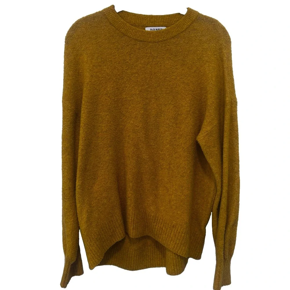 Old Navy Womens Mustard Scoop Neck Long Sleeve Comfort Fit Hi-Low Pullover M